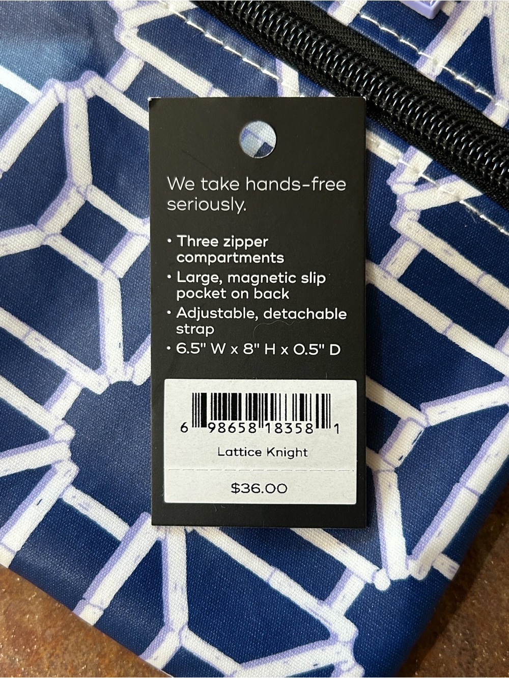 Scout Sally Go Lightly crossbody bag in Lattice Knight navy & white print - Picture 3 of 5